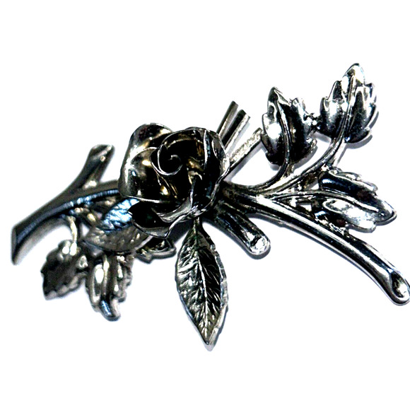 CORO Pegasus Silver Tone 2" Flower Floral Brooch Pin Retro Coquette Vintage - Picture 7 of 15